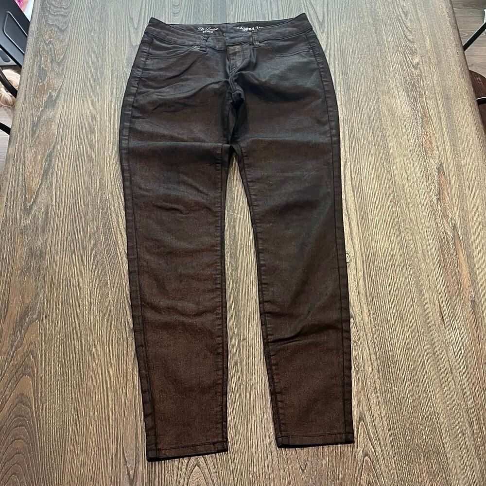The Limited Womens Coated Denim Legging Jeans Mid Rise Stretch Bronze Size 4